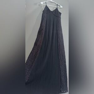 Doe & Rae Black Lace-Panel Maxi Dress